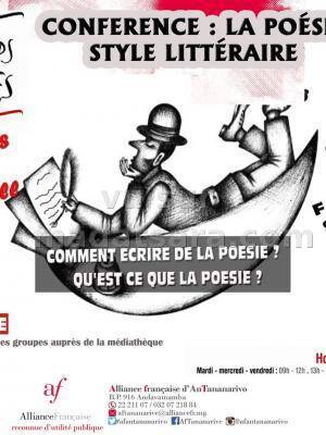 Conférence La poésie style littéraire animée par Faribolana Sandratra à l'Alliance Française d'AnTananarivo