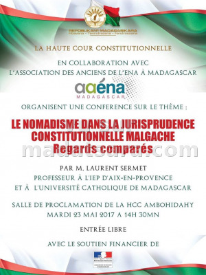 Conférence - thème "Le nomadisme dans la jurisprudence constitutionnelle malgache" - HCC Ambohidahy