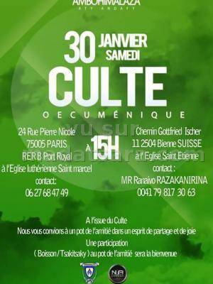 Culte oecuménique à Paris (France) et à Bienne (Suisse)