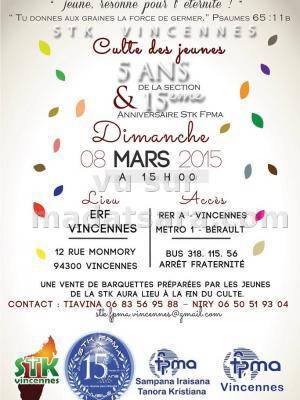 Culte des jeunes 5 ans de la section &amp; 15è anniversaire de la STK FPMA à l'ERF Vincennes