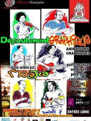 Animations graphiques, performances en direct portraits de caricatures dessins de presse.
Quelques