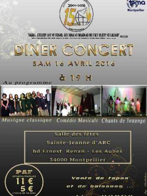 Diner concert à la salle des fêtes Sainte-Jeanne d'Arc Montpellier