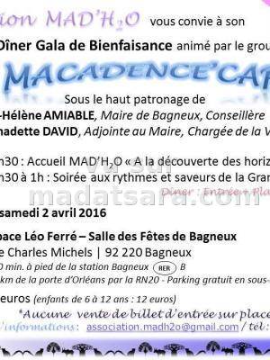 Diner Gala de bienfaisance animé par le groupe Macadencecar à l'Espace Léo Férré Bagneux