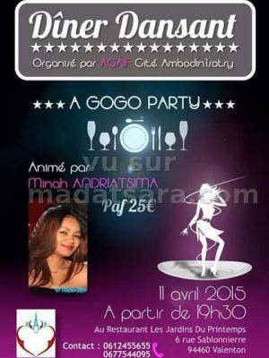 Dîner dansant organisé par Agaf Cité Ambodin'Isotry animé par Minah Andriatsima au restaurant Le