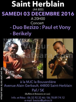 Duo Bezizo & Beri kely‍ en concert à la MJC La Bouvardière