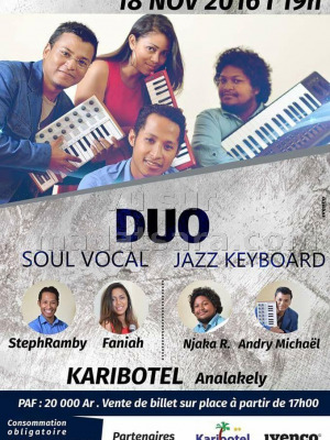 Duo Soul vocal & Jazz keyboard au Karibotel & Domaine Manerinerina Analakely‍