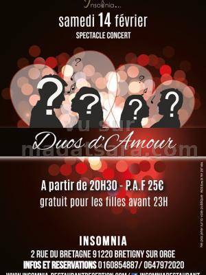 Duos d'amour spectacle concert à l'Insomnia