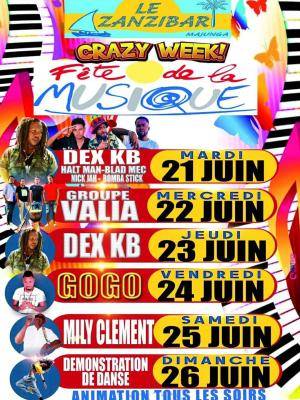 Crazy week Mily clement, groupe valia, Dex KB, Gogo Showcase Discothèque Zanzibar