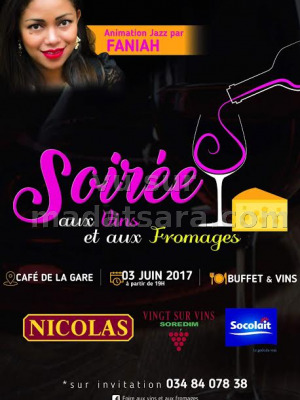 Faniah‍ soirée aux vins et aux fromages - Café de la Gare Soarano‍