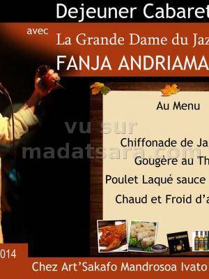 Fanja Andriamanantena chez Art'Sakafo Mandrosoa Ivato - Dejeuner cabaret avec la Grande Dame du Jazz