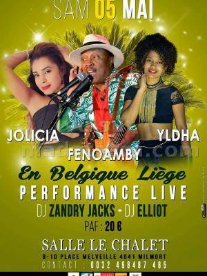 Fenoamby, Jolicia, Yldha performance live Salle Le Chalet Milmort