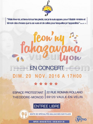 Feon'ny fahazavana Lyon en concert Eptm Vaulx-en-velin‍