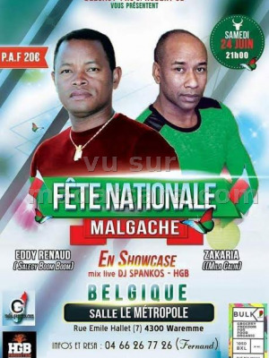 Fête nationale malgache en show case - Salle Le Metropole Waremme‍ avec Eddy Renaud‍ & Zakaria‍