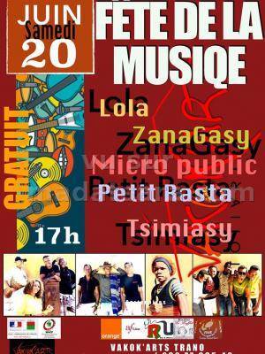 Fête de la musique au Vakok'Arts Trano avec Lola, ZanaGasy, Petit Rasta, Tsimiasy, Micro Public