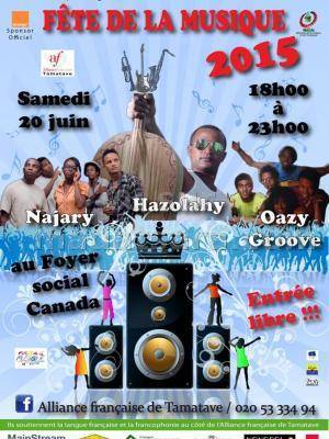 Fête de la musique avec l'Alliance française de Tamatave avec les groupes : HAZOLAHY, NAJARY et OAZY Groove