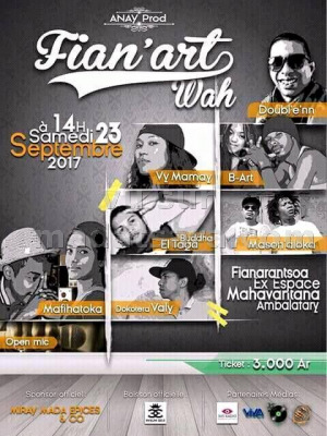 Fian'Art Wah avec Doubl'e'nn‍ , Vy Mamay‍ , B-Art, Mafihatoka, Buddha El Taga‍ , Mason'Aloka‍ , Dokotera Valy - Espace Mahavantana Fianarantsoa‍