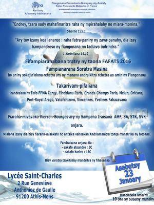 Fifampiarahabana tratry ny taona FAFATS 2016 - Lycée St Charles Athis-Mons France