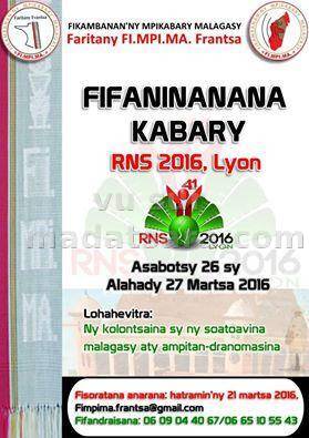 Fifaninanana Kabary RNS 2016 - Lyon - Lohahevitra : Ny kolontsaina sy ny soatoavina malagasy aty ampitan-dranomasina