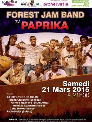 Forest Jam Band au Paprika avec Sa-Roy, Tarang Cissokho, Gontse Makhene, Mathias Abächerli, Carlo M