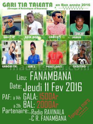 Gassy'Iz, Balk Man, Jirack, Jalash, Gabcel Tk, Jim's, Percy Gasy et Ceditho Gari tia talenta au Fanambana