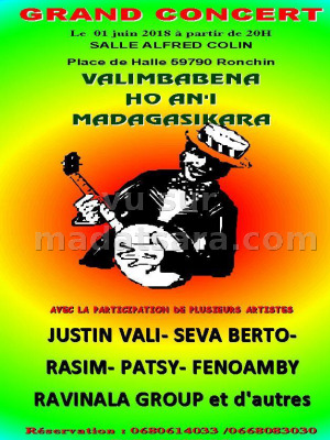 Grand concert - Salle Alfred Colin Ronchin avec Justin vali‍ , Seva‍ , Fenoamby‍ , Ravinala Group, Patsy, Rasim‍