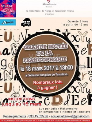 Grande dictée de la francophonie - AF - Alliance Française Toamasina‍