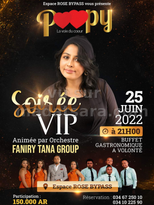 Poopy - Diner/Soirée dansant(e) - Espace Rose By Pass animée par Faniry Tana Group