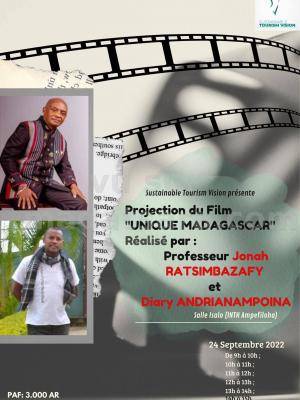 Cinéma - Projection du film "Unique Madagascar" - réalisé par : Professeur Jonah Ratsimbazafy et Diary Andrianampoina - Salle Isalo INTH Ampefiloha