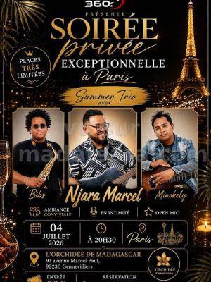 Soirée privée exceptionnelle - Bibs Randria, Njara Marcel, Minokely Showcase Restaurant L'orchidée Genevilliers
