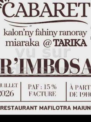 Cabaret kalon'ny fahiny ranoray Rimbosa Resto Mafilotra Majunga Be