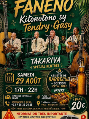Tarika Faneno Kitonotono tendry gasy Salle de La Buissoniiière Boutigny-sur-Essonne