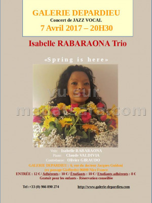 Isabelle Rabaraona trio - concert de jazz vocal - Galerie Depardieu Nice