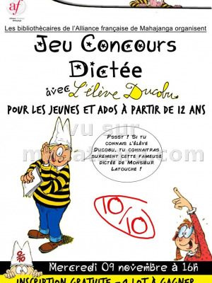 Jeu concours dictée avec l'élève Ducobu pour les jeunes et ados à partir de 12 ans - AF - Alliance Française de Mahajanga‍