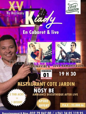 Kiady‍ - en cabaret live - Coté Jardin Nosy-Be