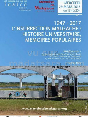 L'insurrection malgache - 1947 - 2017 - histoire universitaire, mémoires populaires - Inalco‍