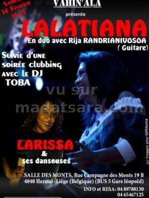 Lalatiana en duo avec Rija Randrianivosoa avec Larissa et ses danseuses à la salle des monts Belgiq