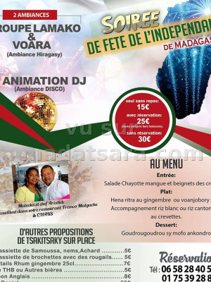 Lamako‍ & Voara‍ soirée de l'indépendance - Café Bar Restaurant de la gare Chars‍