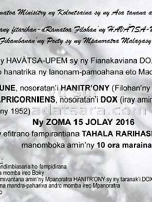 Lanonam-pamoahamboky Deux fois une, Chants capricorniens - Tahala Rarihasina