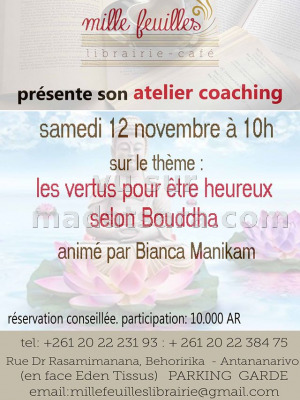 Les vertus pour être heureux selon Bouddha animé par Bianca Manikam - Mille feuilles Librairie Café Behoririka‍