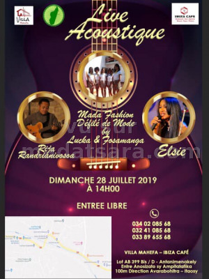 Live acoustique - Mada fashion défilé de mode - Villa Mahefa Antanimenakely Ampitatafika‍ Rija Randrianivosoa‍ & Elsie‍