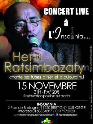 Le samedi 15 novembre 2014 à 21h00, Henri RATSIMBAZAFY chante en live ses tubes d'hier et d'aujourd