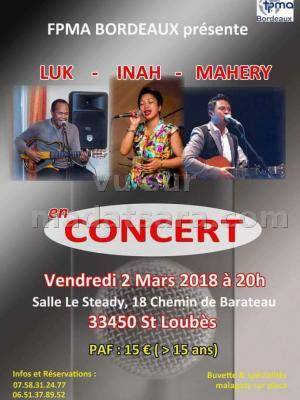 Luk, Inah, Mahery en concert Le Steady St Loubes