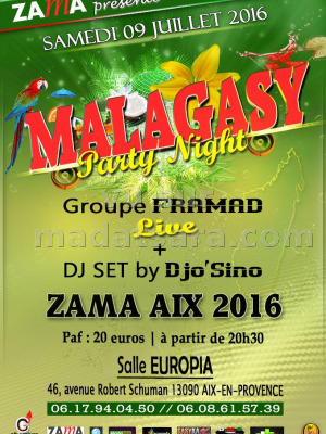Malagasy Party night - groupe Framad - Zama Aix 2016 - Salle Europia Aix-en-provence