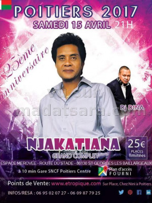 Njakatiana‍ au grand complet en concert Espace Merovee Saint Georges Les Baillargeaux‍