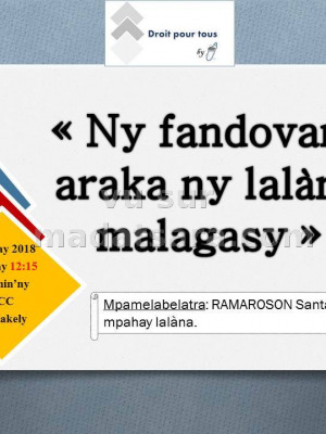 "Ny fandovana araka ny lalàna malagasy " - Youth Civic Center Analakely‍