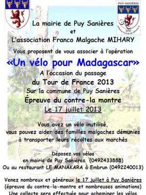 Opération un vélo pour Madagascar à Puy Sanières