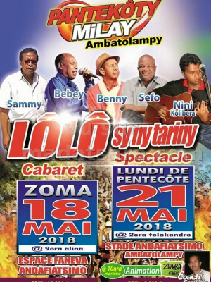Pantekôty milay - Benny‍ , Bebey‍ , Sammy‍ , Sefo Nonoh‍ & Nini Kolibera‍ mihira Lolo sy ny tariny‍ - Espace Faneva Ambatolampy‍ - Stade Municipal Andafiatsimo Ambatolampy‍