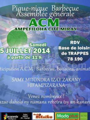 Pique-nique barbecue assemblée générale ACM Ampefiloha Cité Miray à la Base de Loisirs de Trapp