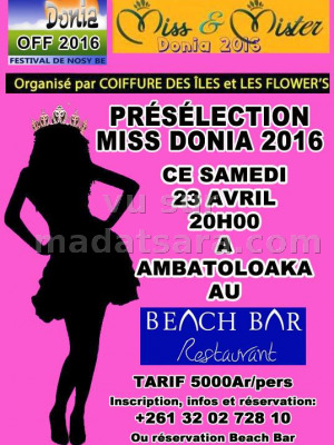 Présélection miss Donia 2016 à Beach Bar Ambatoloaka