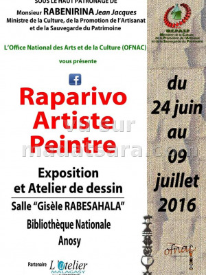 Raparivo artiste peintre - exposition et atelier de dessin Salle Gisèle Rabesahala Bibliothèque Nationale Anosy